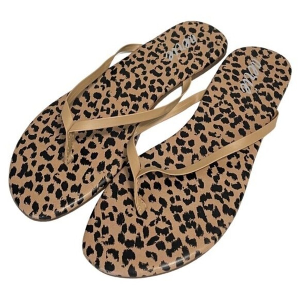 Aerie Cheetah Animal Print Flip Flop Sandals Size 9 Vacation Travel Beach Resort - Picture 2 of 7